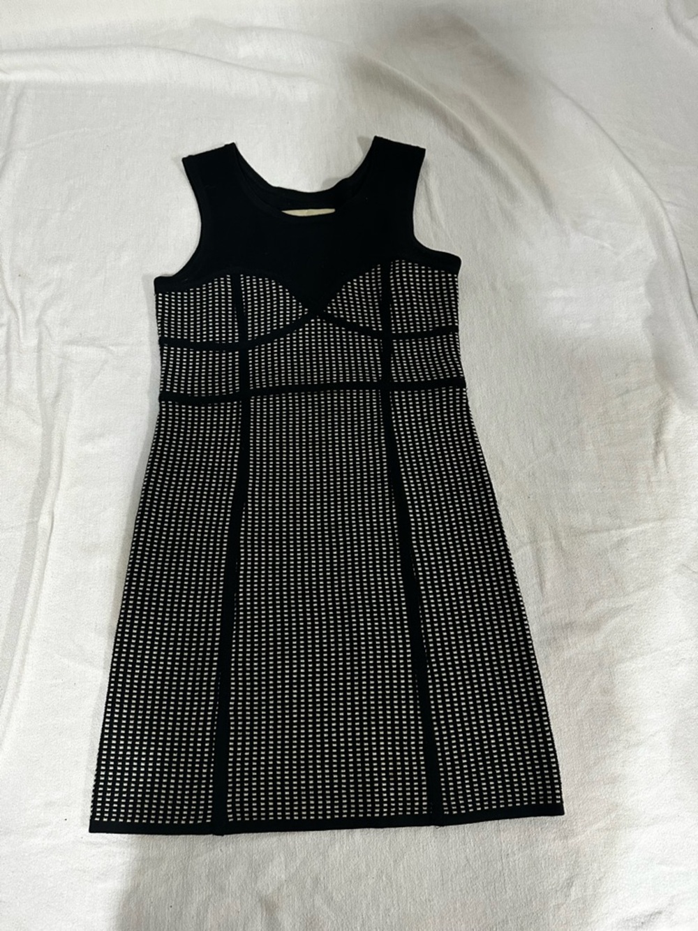 Leifsdottir Anthropologie Black Knit Mini Dress with Grid Texture